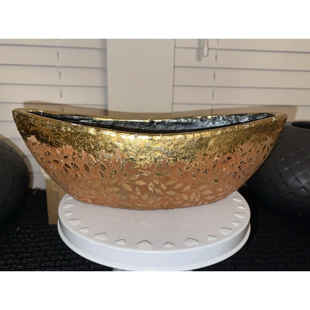 Anthropologie Studio Vine‎ Pot Gold Flake Design Plants Succulent Flower Pot